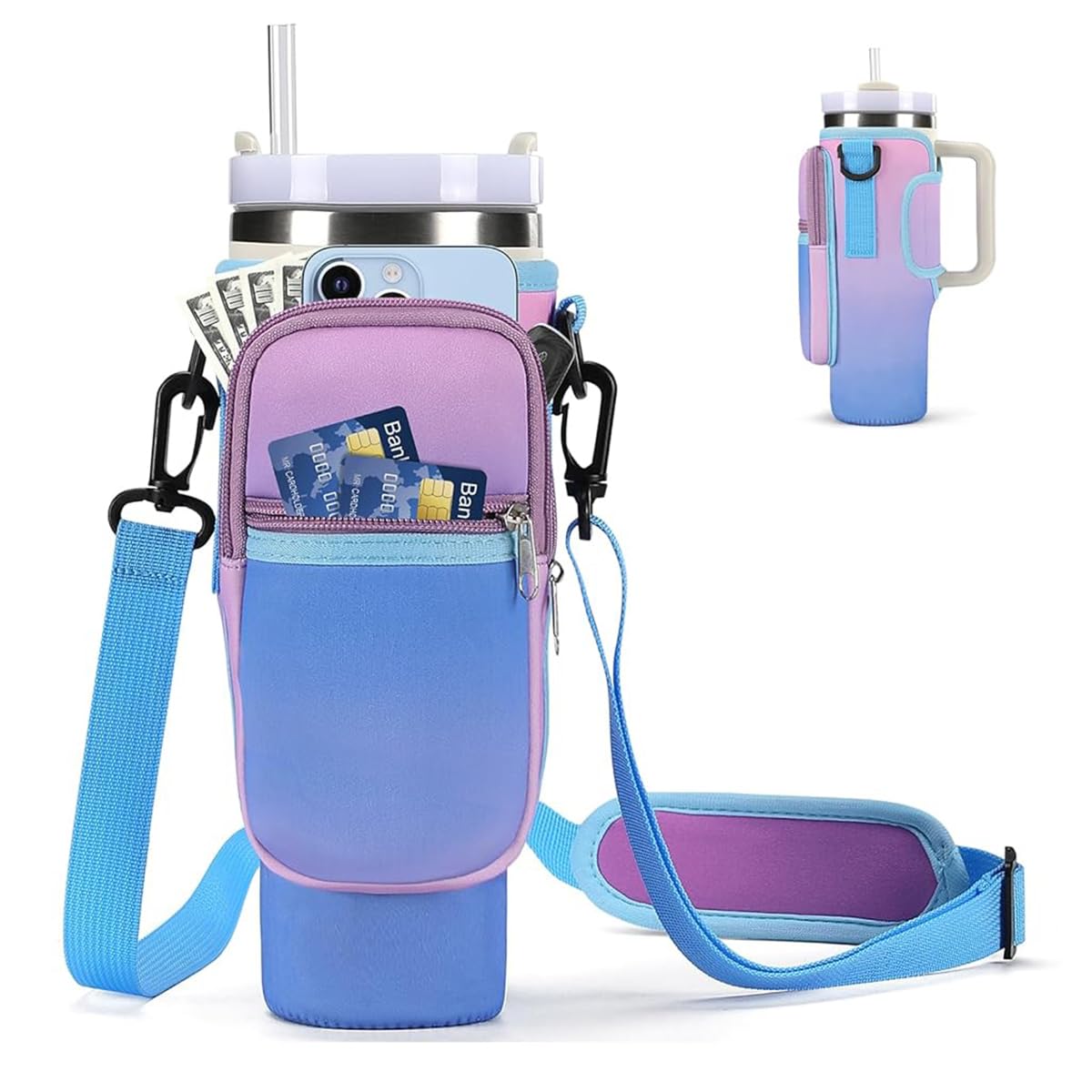 HASTHIP Tumbler Carry Bag Water Bottle Sleeve Stylish Water Bottle Sling Bag with Phone Pocket for Stanley 40oz Tumbler Neoprene Water Bottle Holder Pouch with Detachable Shoulder Strap HASTHIP Tumbler Carry Bag Water Bottle Sleeve Stylish Water Bottle Sling Bag with Phone Pocket for Stanley 40oz Tumbler Neoprene Water Bottle Holder Pouch with Detachable Shoulder Strap